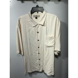 Tommy Bahama 100% Silk Embroidered Paradise Lodge Button Up Shirt Size XL